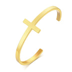 Cross Cuff Bangle Bracelet — Stainless Steel
