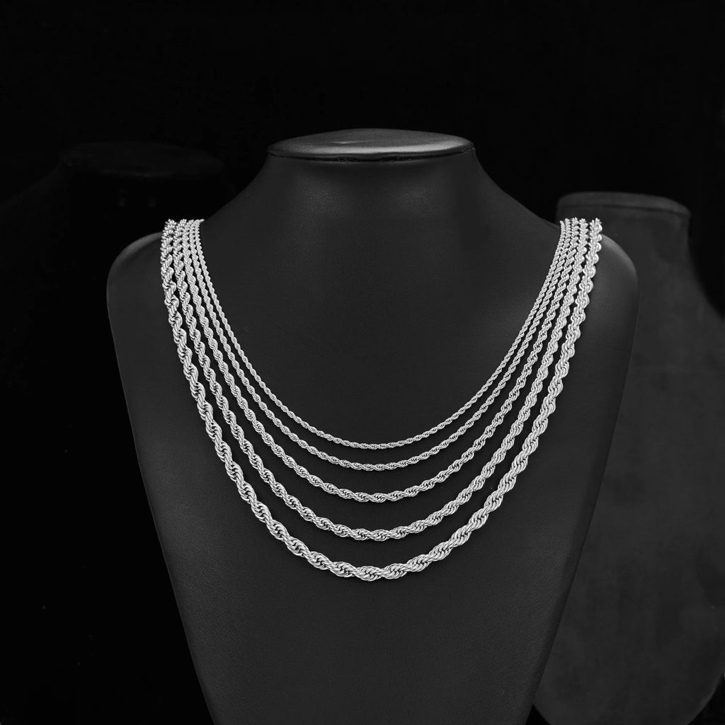 Twisted Rope Chain Necklace — Stainless Steel 6mm