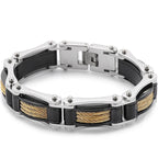 15MM Twist Chain Bracelet Man 18K Gold Color Men's Bracelets On Hand Heavy Stainless Steel Mannen Armband Jewellery