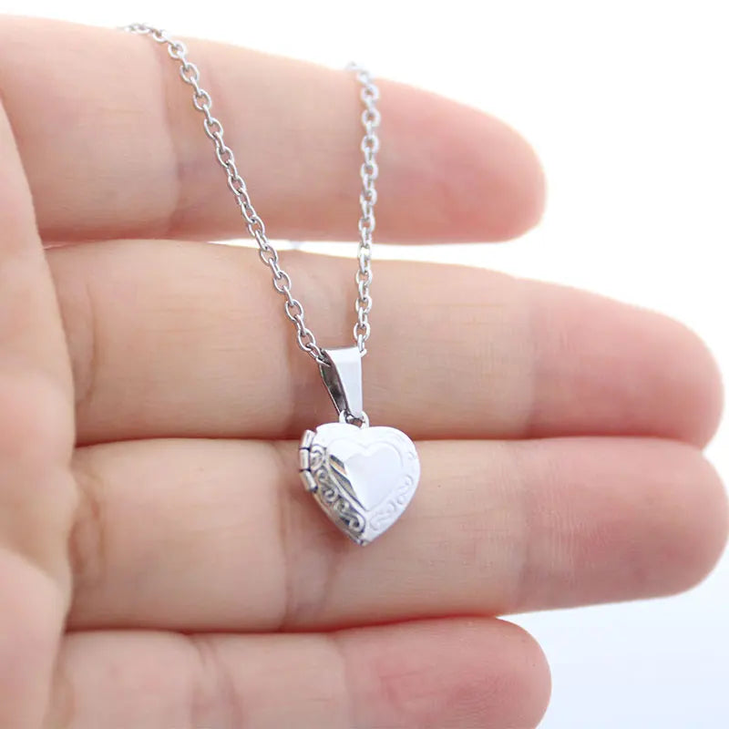 Tiny Heart Locket Pendant Necklace