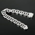 Fongten 21cm Cross Bracelets For Men Stainless Steel Cuban Link Chain Wristband Bangle Bracelets Silver Color Male