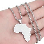 Kinitial Stainless Steel African Country Map Pendant Charm Necklace Jewelry Clavicle Chain Necklace for Women Party
