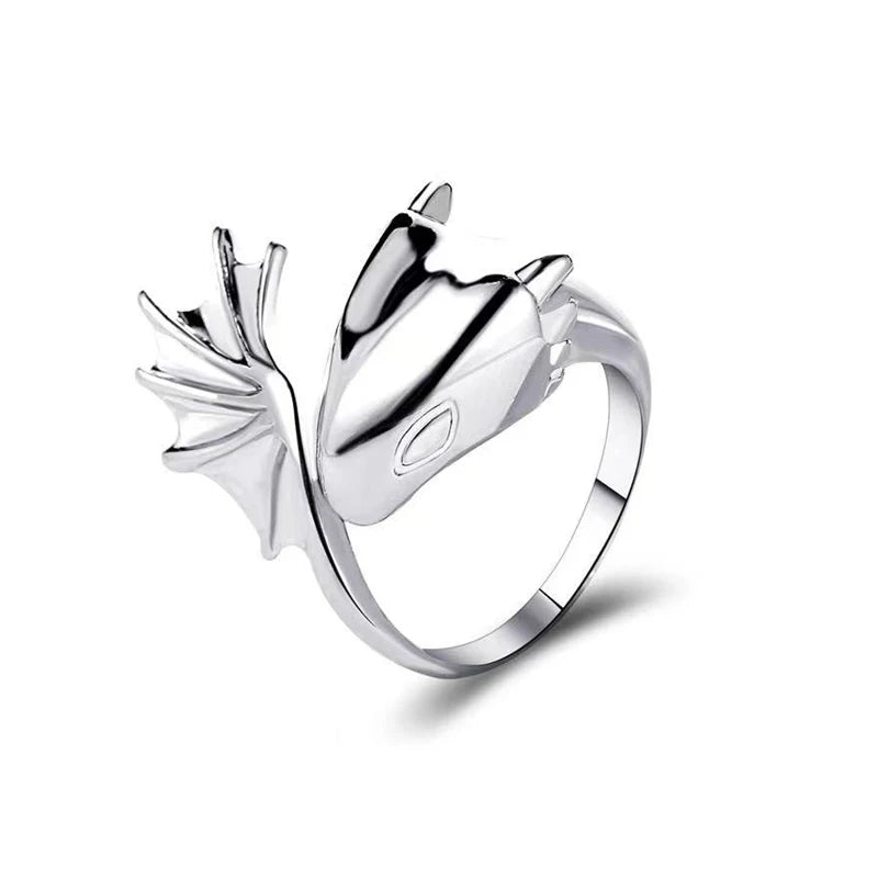 Ring for Women Girls Dragon Snake Fashion Men Jewelry Vintage Ancient Silver Color Punk Hip Hop Adjustable Locomotive
