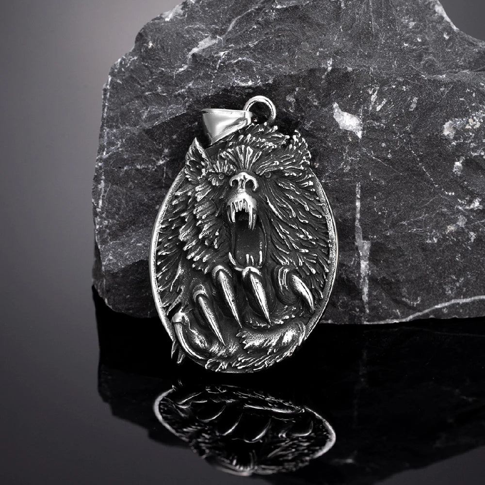 Viking Fenrir Wolf Claw Necklace Odin Norse Rune Gold Color Stainless Steel Pendant Amulet Retro Icelandic Jewelry Gift