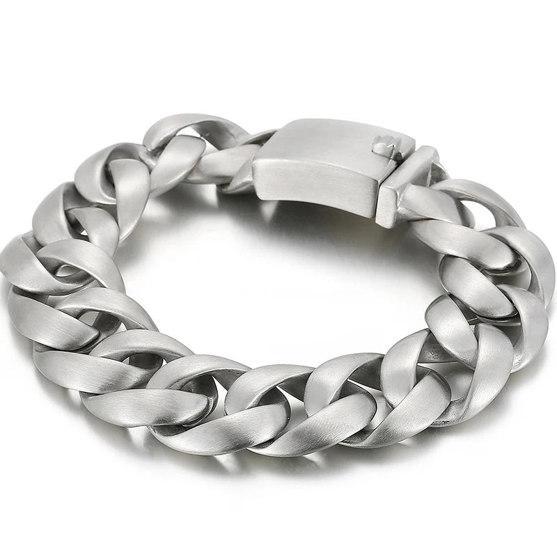 Massive Man Bracelet Men's Boys Matte 316l Stainless Steel 20MM Width Link Chain Bangle Man Wrist Bracelets On Hand