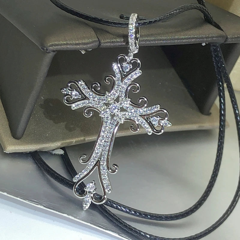 925 Silver Gothic Dark Cross Pendant