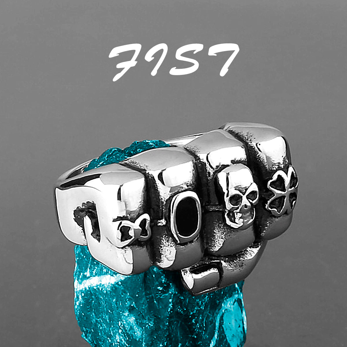 Skeleton Punk Men's Ring Rock Motorcycle Stainless Steel Ring Titanium Steel Casting Creative Gift