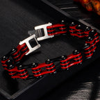 Rock And Roll Bicycle Chain Man Bracelet Red Stainless Steel Motorcycle Chain Men's Bracelets Jewelry