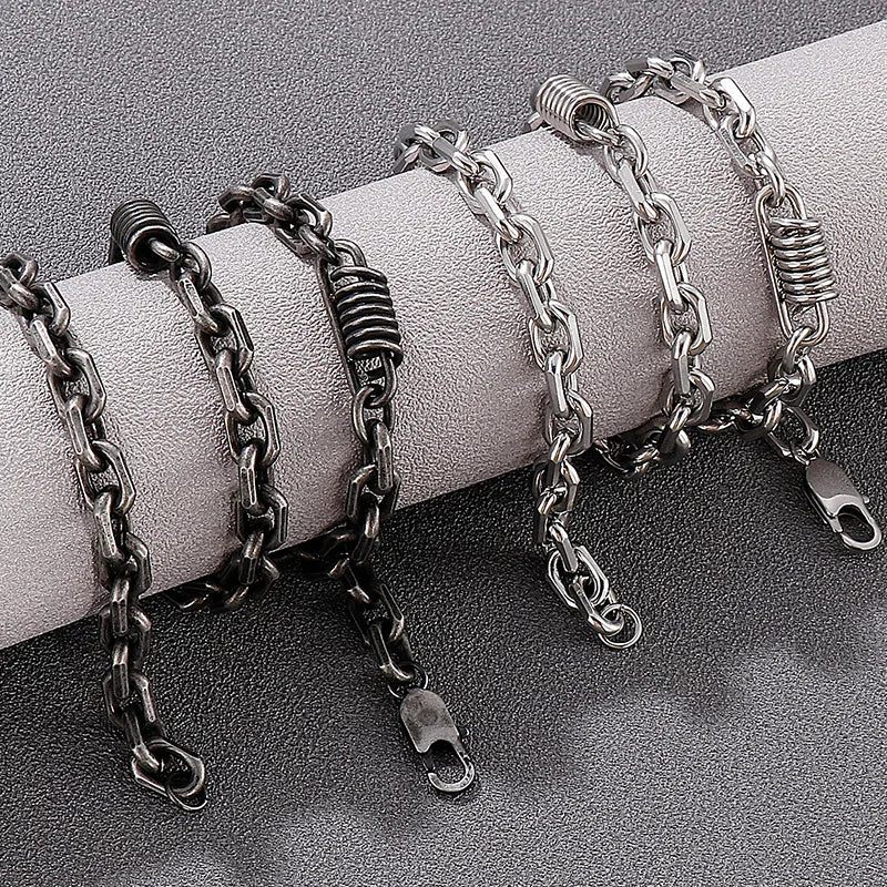 Vintage 7MM 55CM Chain Necklace Choker for Men Solid Stainless Steel Men's Chain Necklaces Best Friends Birthday