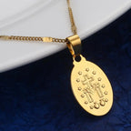 Virgin Mary Pendant Necklace for Women Girls Gold Color Cross Trendy Chain Jewelry