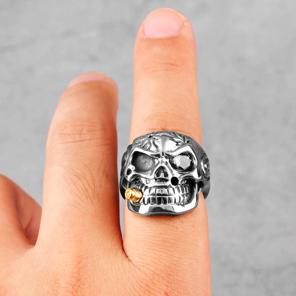 Smoker Soldier Skull Gothic Stainless Steel Mens Rings Punk Hip Hop for Male Boyfriend Biker Jewelry Creativity Gift