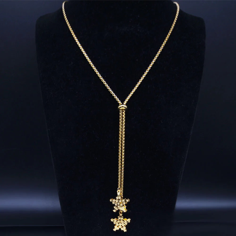 Bee Gold Statement Long Necklace — Stainless Steel