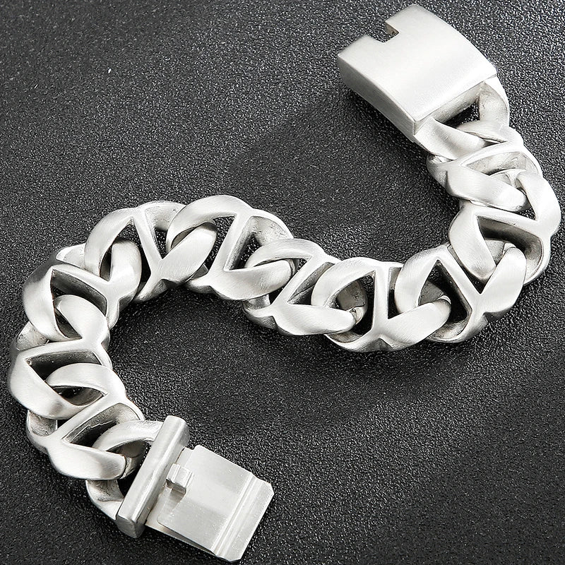 Massive Man Bracelet Men's Boys Matte 316l Stainless Steel 20MM Width Link Chain Bangle Man Wrist Bracelets On Hand