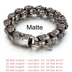 12/15mm Evil Ghost Head Skull Chain Bracelet Men 316L Stainless Steel Punk Shiny Matte Biker Rock Demon Jewelry