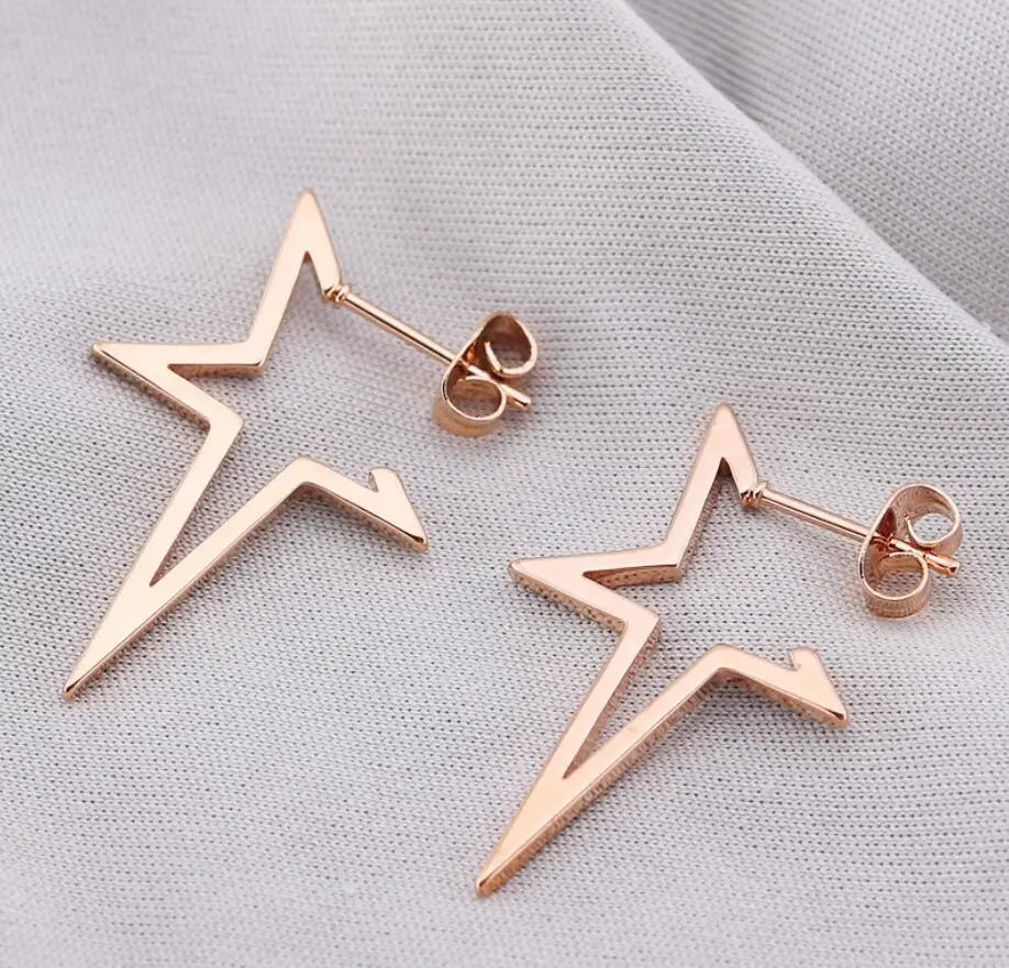 Punk Open Star Stud Earrings Everyday Wear — Stainless Steel