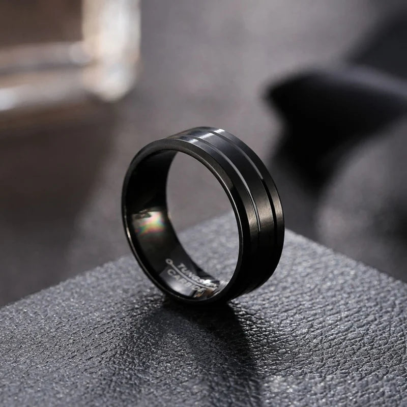 Men's Black Tungsten Ring 6mm Width