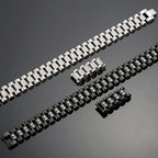CZ Jewelry Men Bracelet 16MM Wide Watch Strap Chain Link Stainless Steel Bracelet For Bangle Male Jewellery Accessory