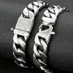 Matte Stainless Steel Men's Wrist Bracelet for Man 15MM Wide Iron On Hand Chain Bracelets Homme Bangle Bikers Jewelry