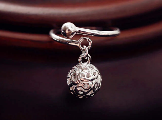 100% Real Pure 925 Sterling Silver Hollow Ball Rings For Women Statement Jewelry Finger Ring anillos mujer Bijoux