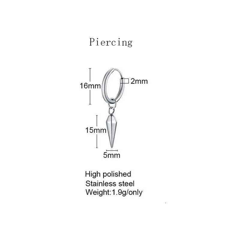 Spike Single Huggie Earrings — Stainless Steel