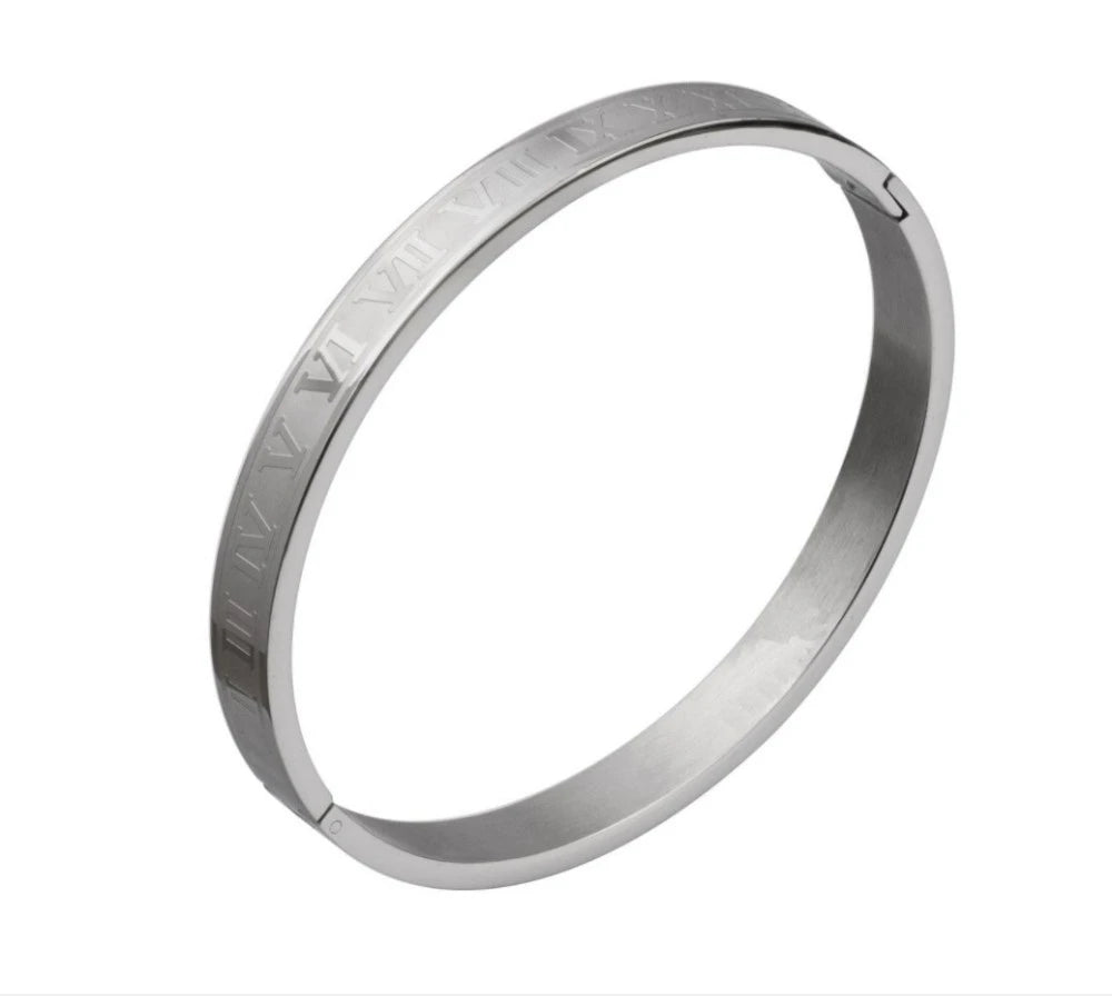 Luxury Roman Royal Classic Titanium Steel Hemp Rope Buckle Open Bangle Bracelets Fashion Type C Twisted Numeral For Men