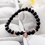 Charm Mens CZ Beaded Bracelets 8mm Bright Black Lava Stone Bracelets Homme Black Matte Bracelets For Women Dropshipping