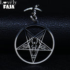 Baphomet Steel Ring Large Hollow Keychains Goat