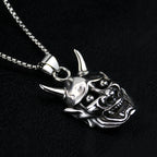 Japanese Ukiyoe 316 Stainless Steel Evil Oni Noh Hannya Ja Pendant Necklace Wallet Charm Chain Halloween Devils Night
