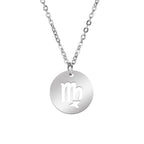 Lemegeton Zodiac Women's Necklace 12 Constellations Stainless Steel Pendant Choke Astrology Aries Leo Ring Jewelry Birthday Gift