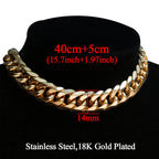 Punk Cuban Link Choker Necklace Collar Statement Chunky Stainless Steel Gold Color Thick Chain Necklace For Men Women Jewelry