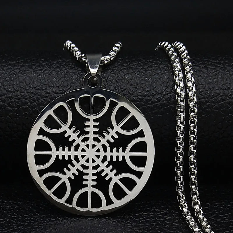 Viking Compass Pendant Necklace — Stainless Steel