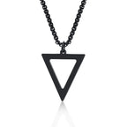 Black Triangle Pendant Necklace — Stainless