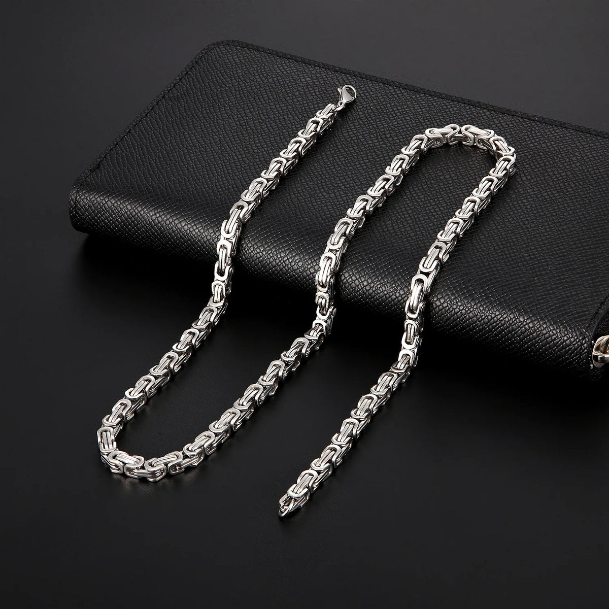 Gold Byzantine Box Link Chain Necklace 4mm — Stainless Steel