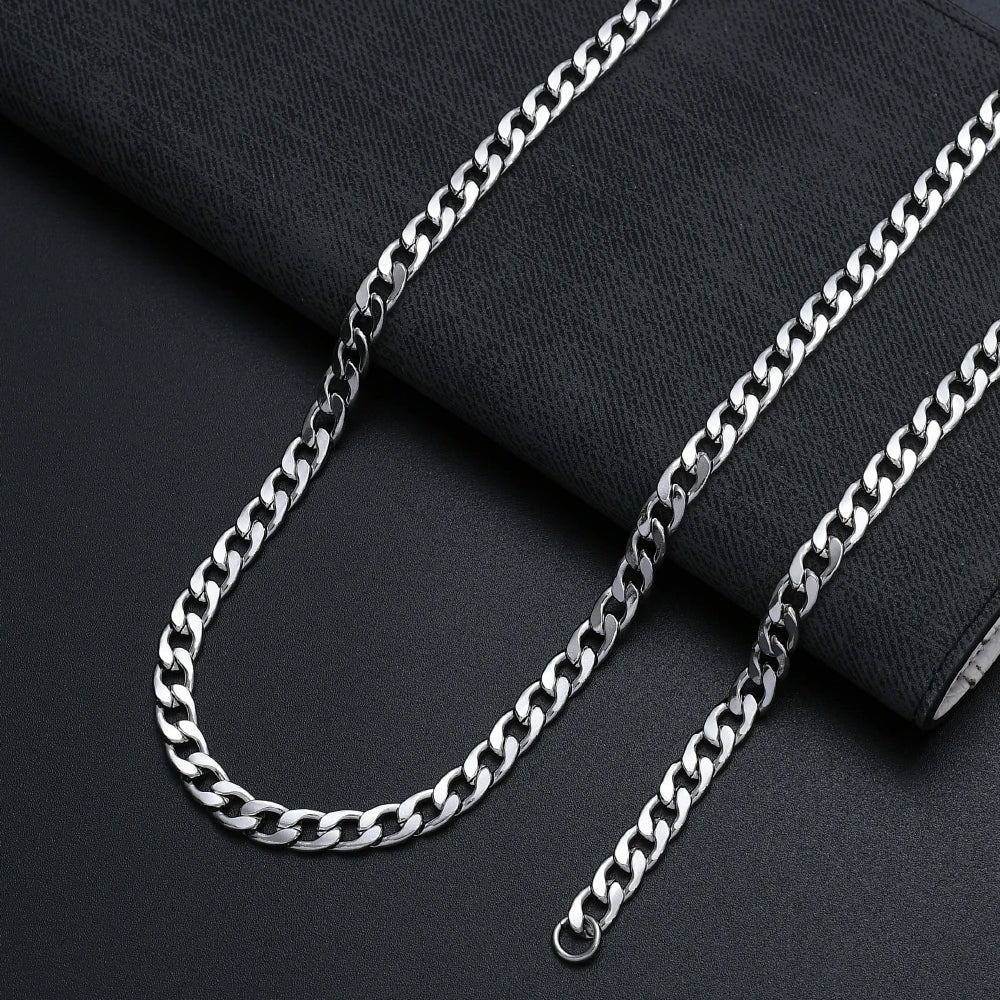 Width 6MM Stainless Steel Men's Chain Necklace Hip Hop Rock Style Jewelry Titanium Steel Cuban Link Necklace drop shipping