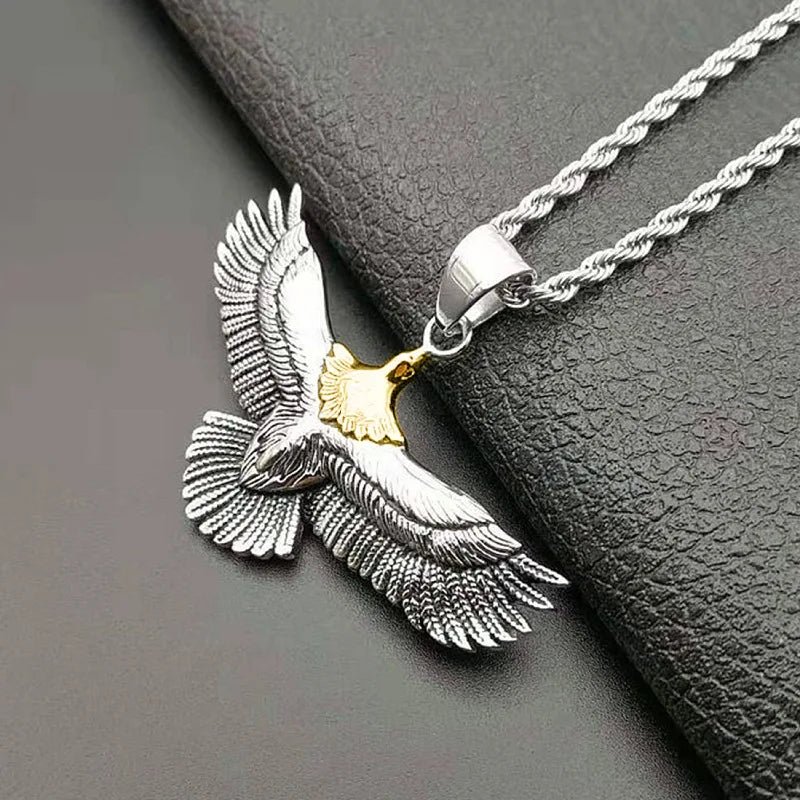 Trendy Eagle Pendant Silver 925 Men Necklace Retro Punk Style Flying Eagle Choker Necklace Male Party Accessories Boyfriend Gift