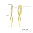Iced Out Spike Dangle Earrings Stainless Steel