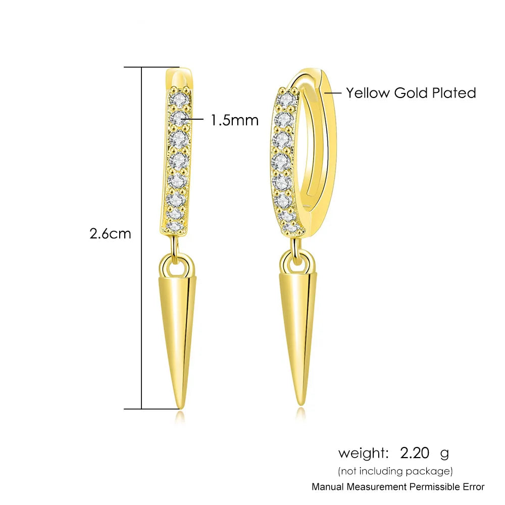 Iced Out Spike Dangle Earrings Stainless Steel