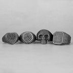Retro Black Spot Geometry Skull Stainless Steel Mens Rings Simple for Male Boyfriend Biker Jewelry Creativity Gift