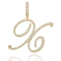 TOPGRILLZ New A-Z Cursive Letters Name Pendant&Necklace Iced Out Cubic Zircon Gold Silver Color Charm  Hip Hop Jewelry