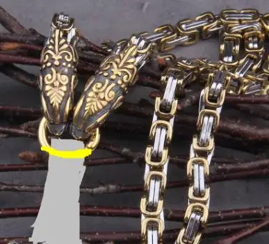 Stainless Steel Viking Goat Head Square-link Chain with Round Clasp without Pendant with wooden box as christmas gift