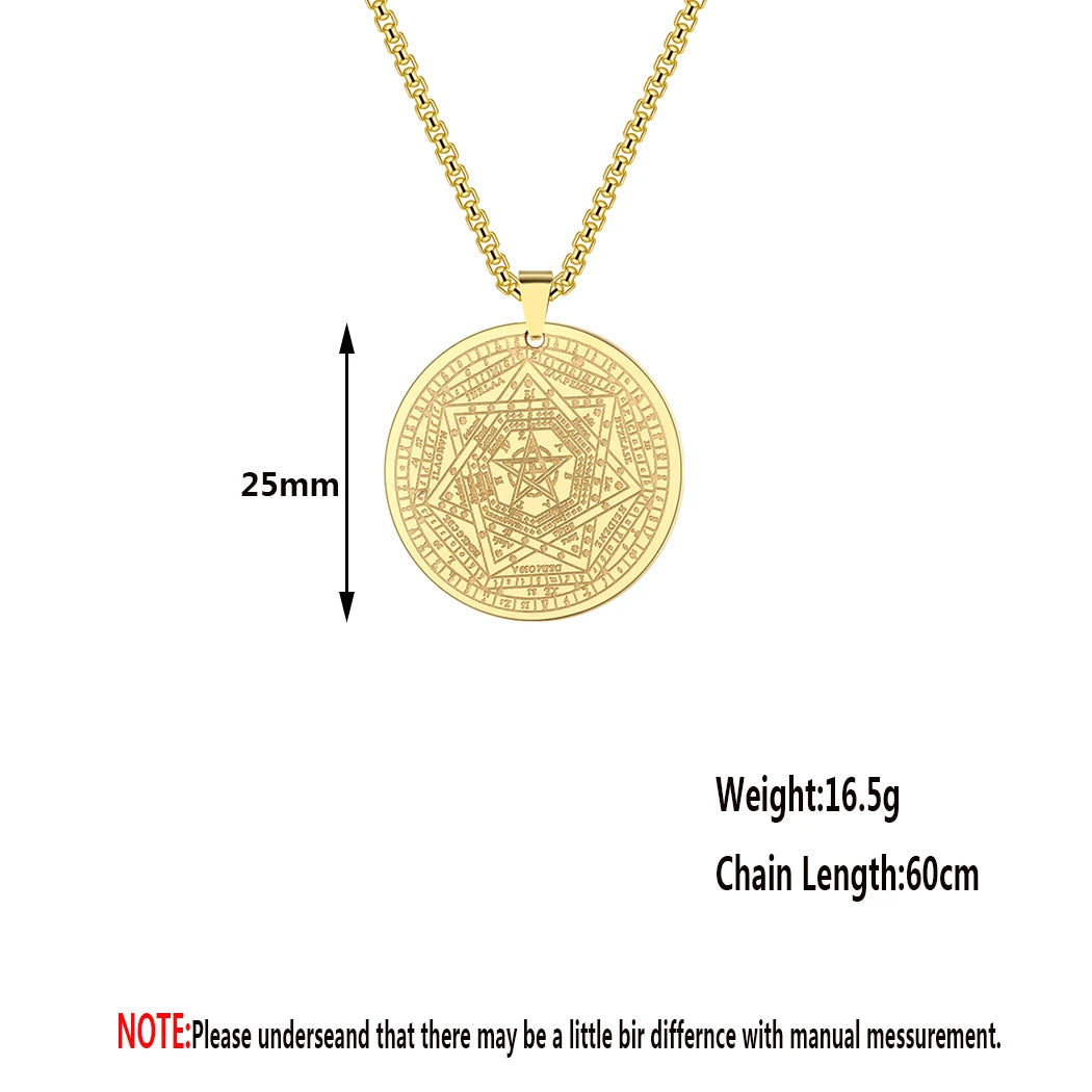 CHENGXUN The Seal of The Seven Archangels Amulet Pendant Necklaces Men Women Pentagram The Sigil of Ameth Talisman Necklace Gift