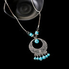 Womens Gypsy Jewelry Bohemian Ethnic Red Natural Stone Pendants Necklaces Metal Tibetan Sliver Color Chain Necklace For