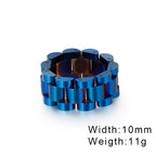 Fongten Retro Watch Link Chain Men Ring Stainless Steel Rock Biker Finger Men and Women Punk Couple Rings Fashion Jewelry Gift