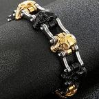 Punk Man Bracelet Skull 21MM Cycling Bicycle Link Chain Men's Bracelets Solid Stainless Steel Gothic Biker Jewelry