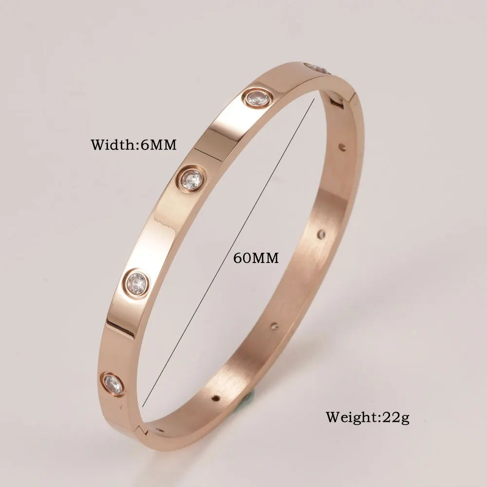 Iced Crystal Cuff Bangle Bracelet — Steel