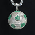 Iced Out Soccer Ball Pendant — Two-Tone Silver Gold