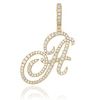 TOPGRILLZ New A-Z Cursive Letters Name Pendant&Necklace Iced Out Cubic Zircon Gold Silver Color Charm  Hip Hop Jewelry
