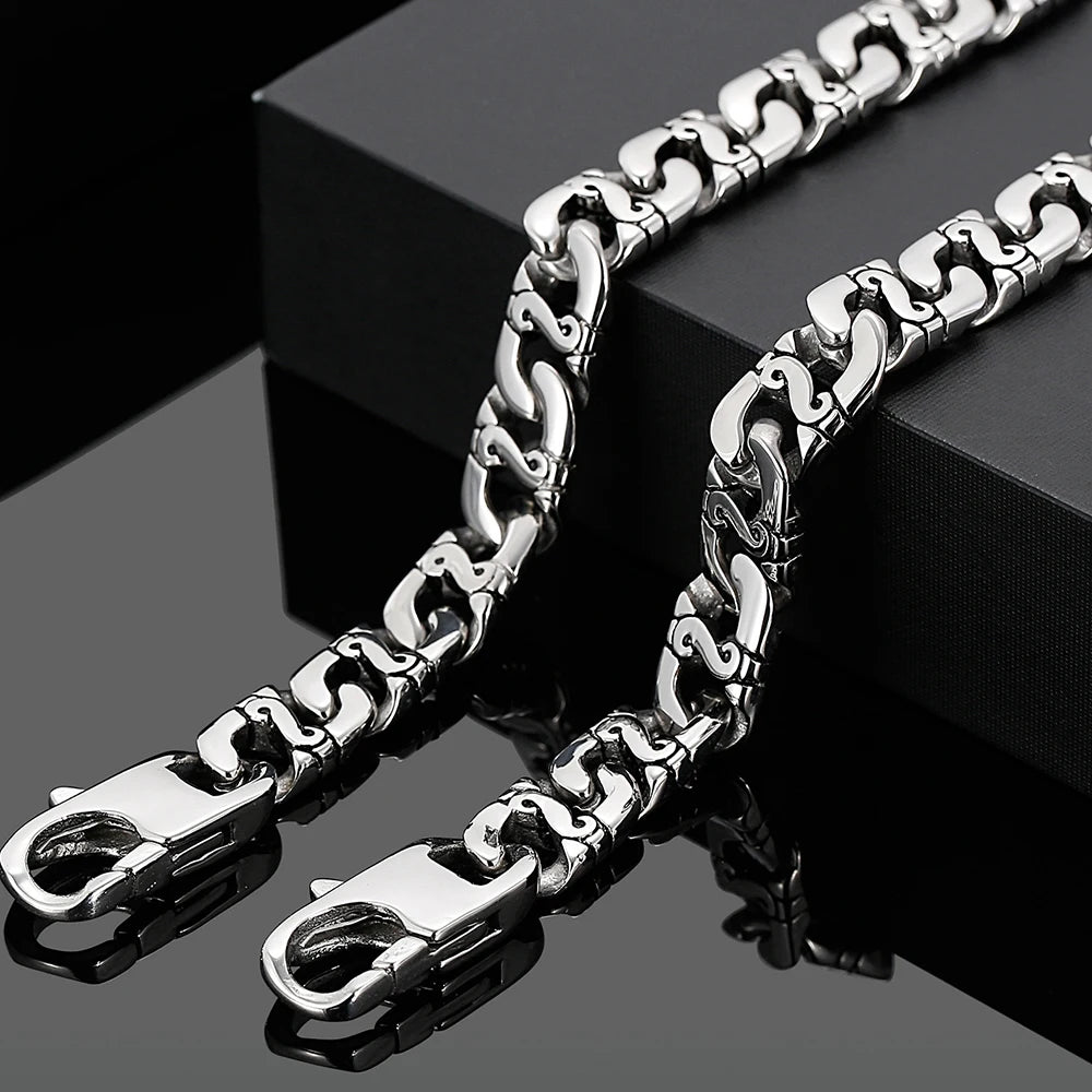 9MM Stainless Steel Chain Men's Bracelets On Hand Necklace For Men Chokers Length Adjustable Fashion Male Iron