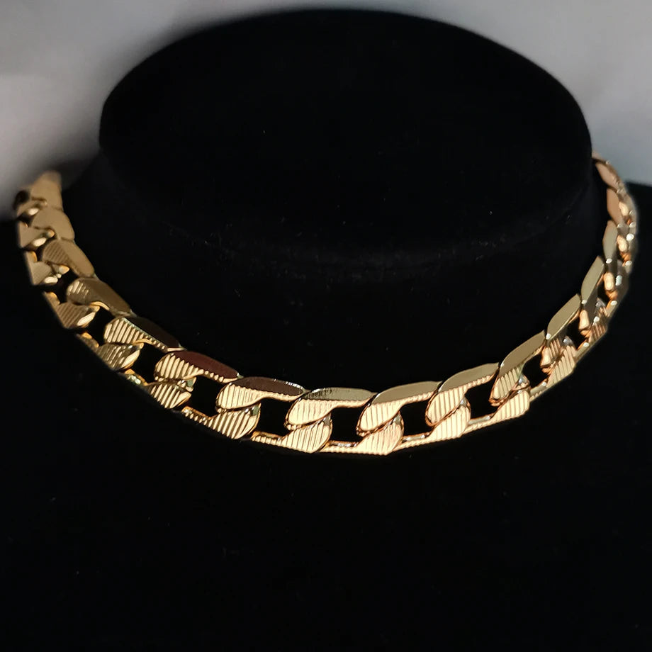 Punk Cuban Link Choker Necklace Collar Statement Chunky Stainless Steel Gold Color Thick Chain Necklace For Men Women Jewelry