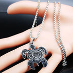 Sun Moon Turtle Pendant — Silver Stainless